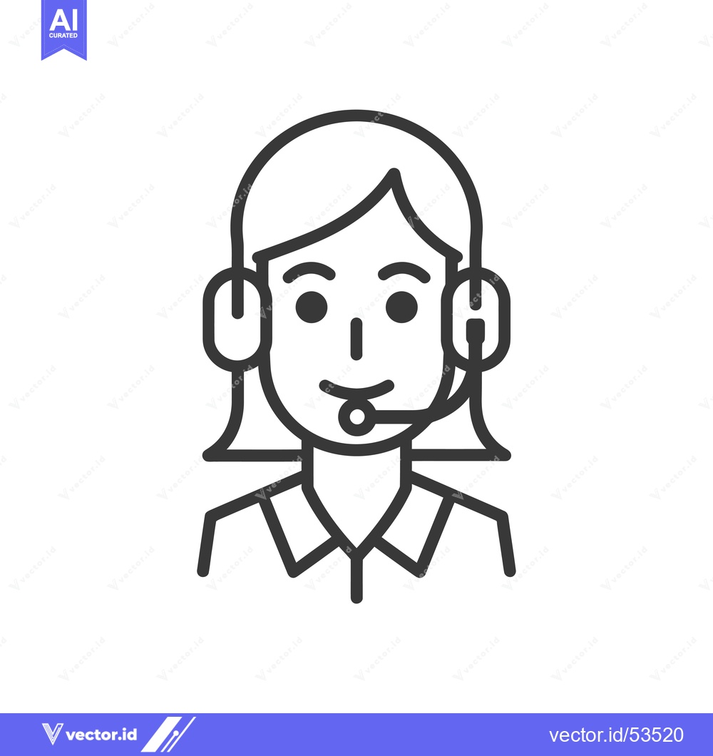 Premium Vector dari Line Art Illustration of a Person Wearing a Headset
