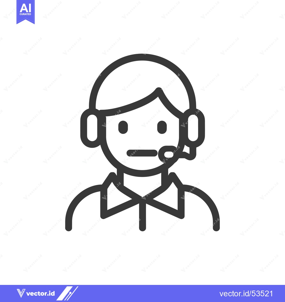 Premium Vector of Line art illustration of a person wearing a headset