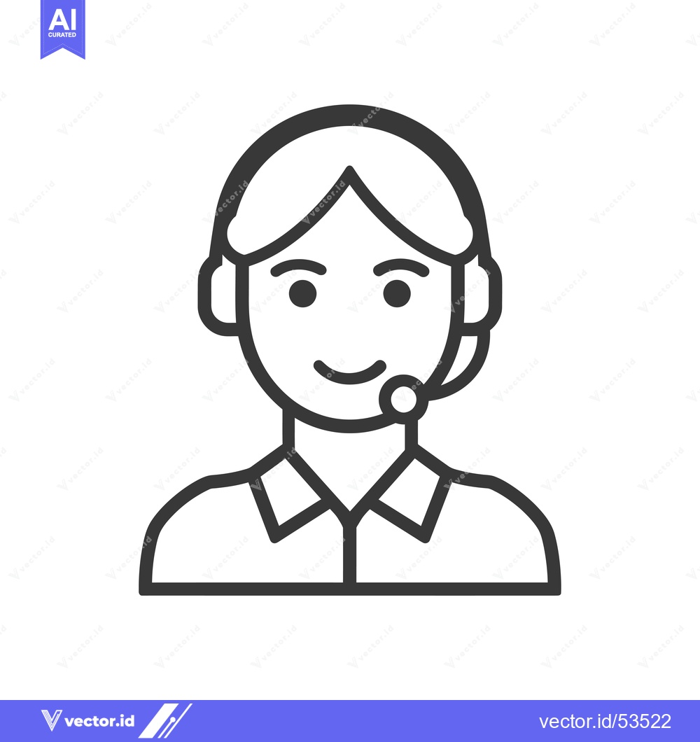 Premium Vector dari Line art illustration of a person wearing a headset