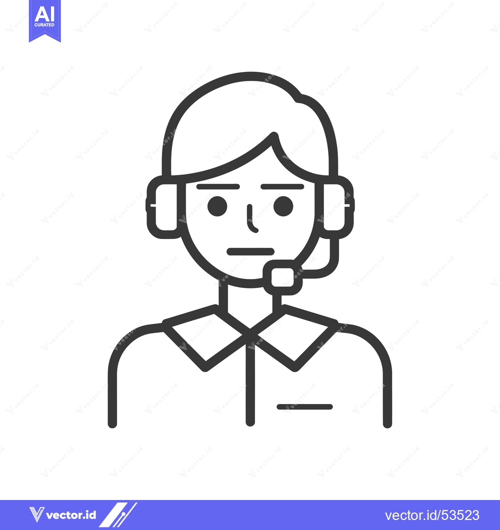 Premium Vector of Line art illustration of a person wearing a headset