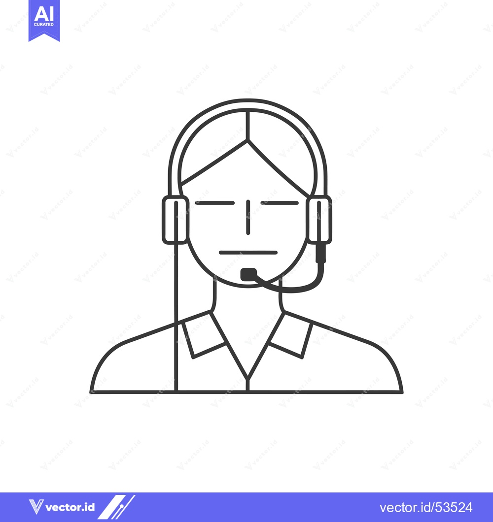 Premium Vector dari Line art illustration of a person wearing a headset