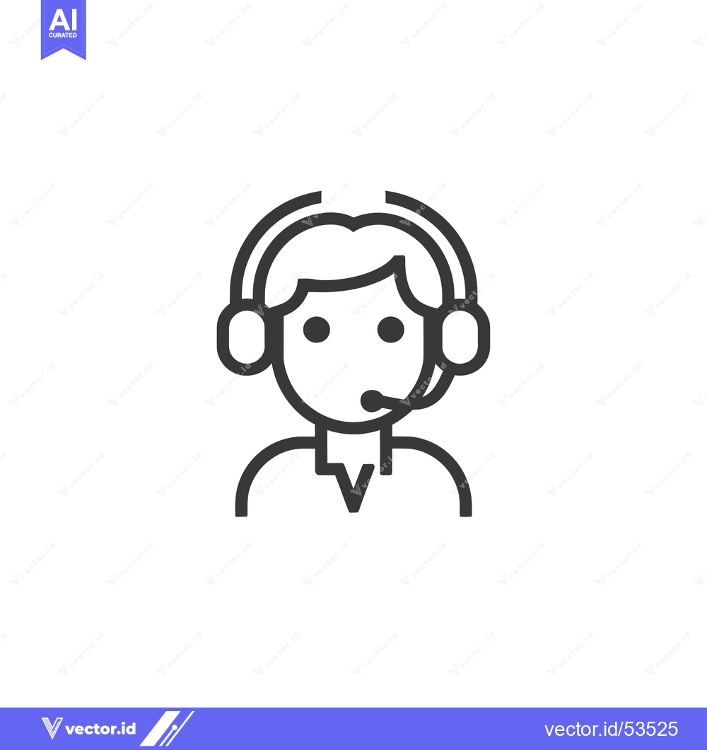 Premium Vector dari Line art illustration of a person wearing a headset