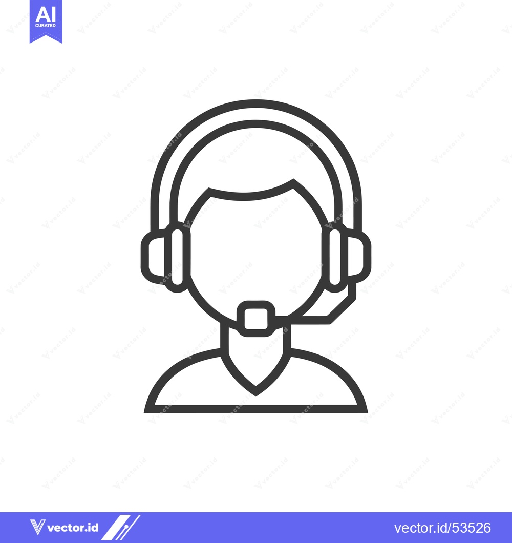 Premium Vector dari Line art illustration of a person wearing a headset