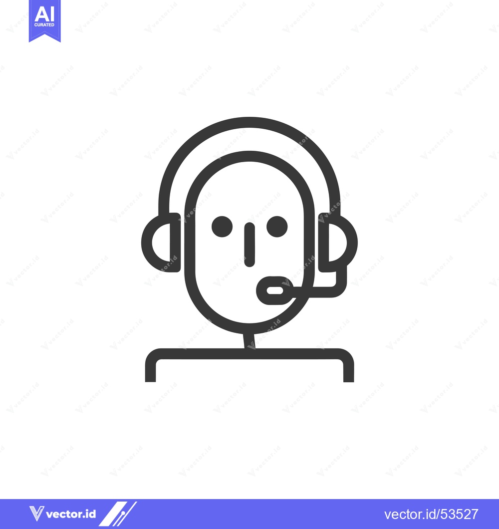 Premium Vector dari Line art illustration of a person wearing a headset
