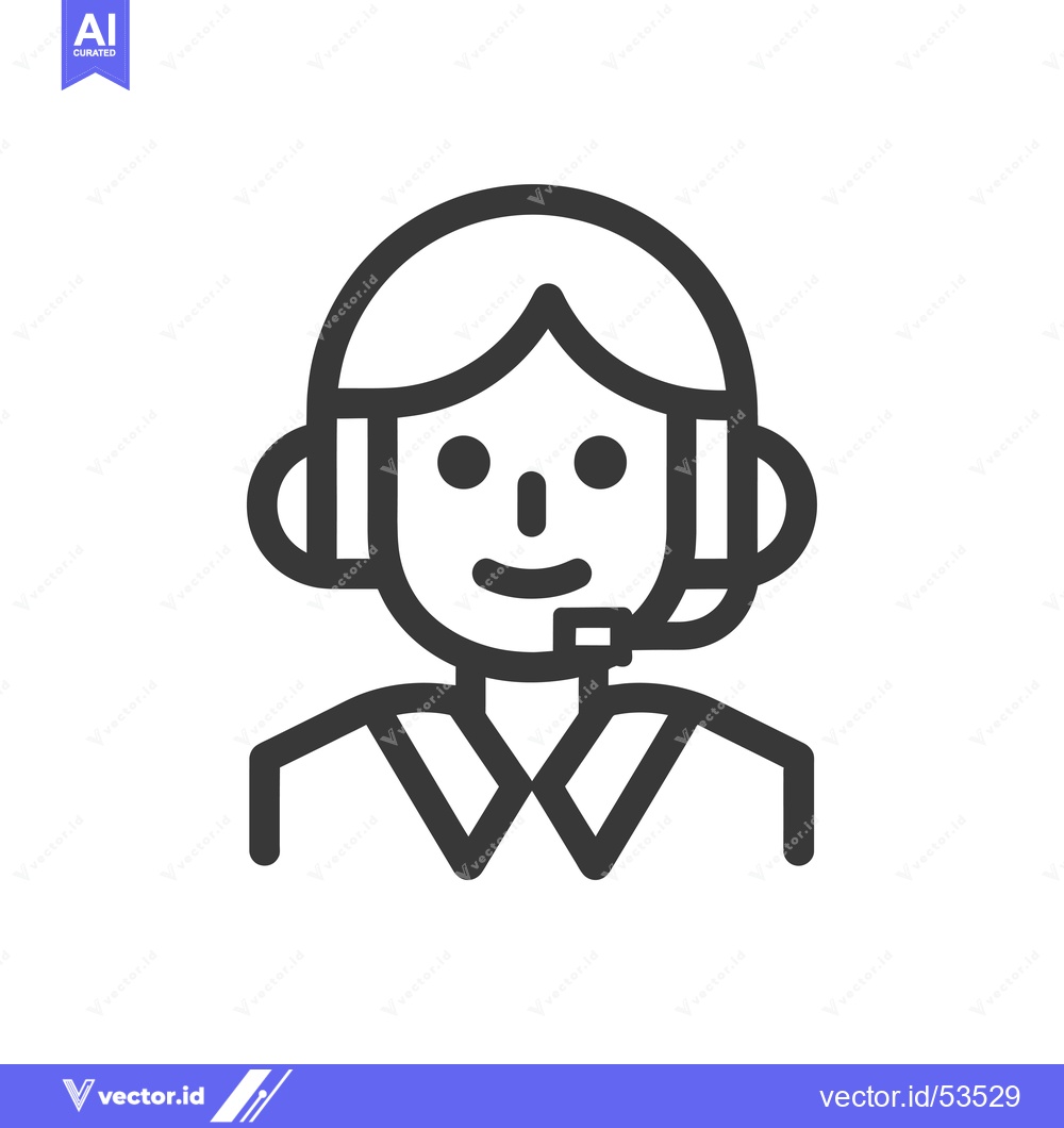 Premium Vector dari Line Art Illustration of a Person Wearing a Headset