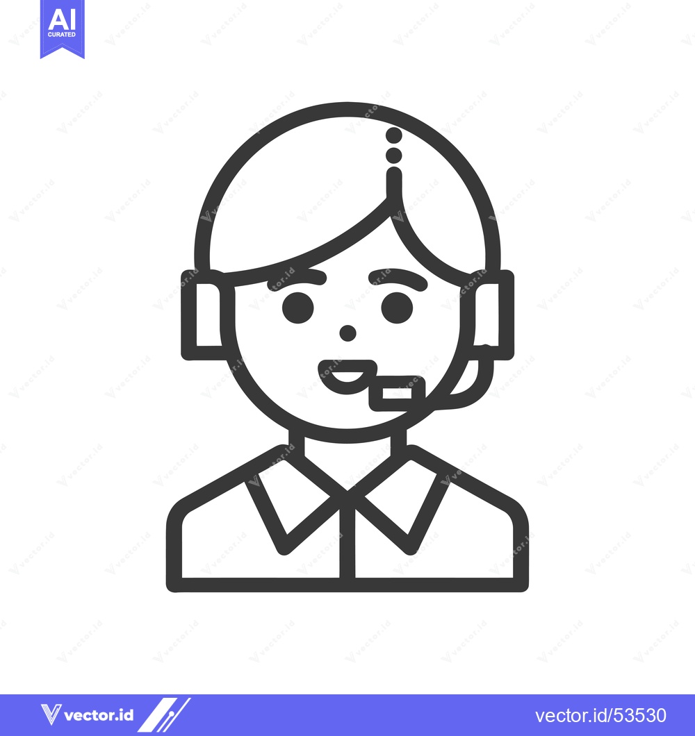 Premium Vector dari Line Art Illustration of a Person Wearing a Headset