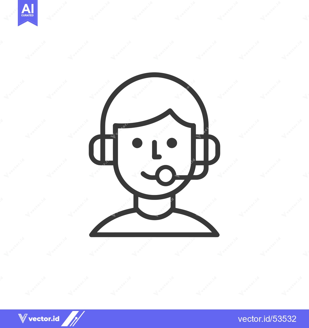 Premium Vector of Line art illustration of a person wearing a headset with a microphone