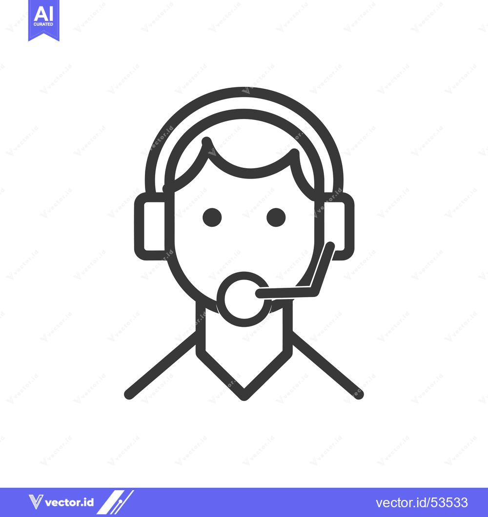 Premium Vector of Line art illustration of a person wearing a headset with a microphone