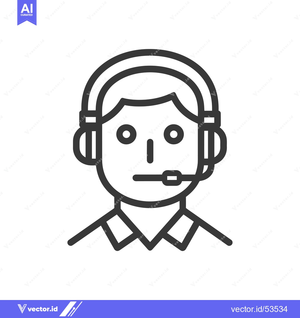 Premium Vector of Line art illustration of a person wearing a headset with a microphone