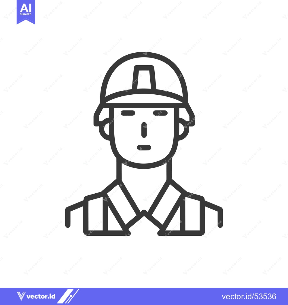 Premium Vector of Line art illustration of a person wearing a helmet and vest