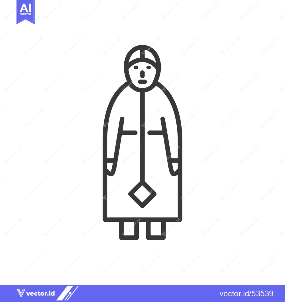 Premium Vector dari Line art illustration of a person wearing a long hooded garment