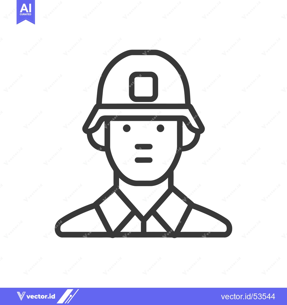 Premium Vector of Line Art Illustration of a Person Wearing a Military Helmet