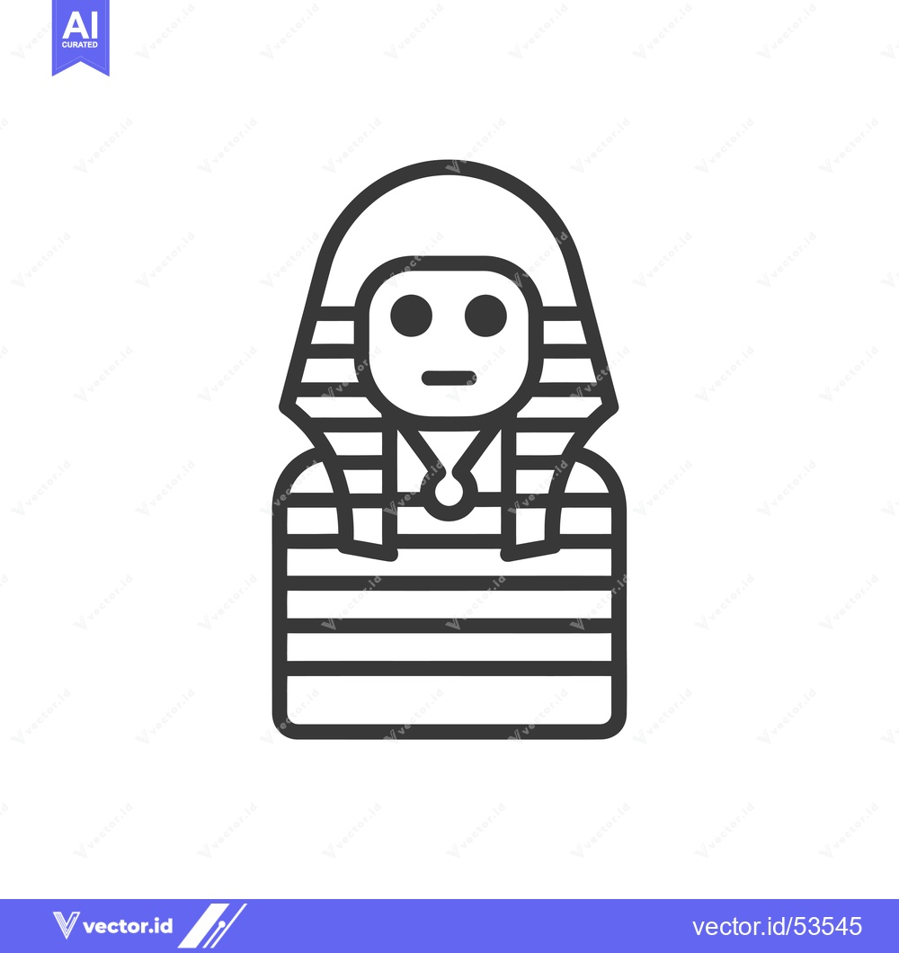 Premium Vector of Line Art Illustration of a Person Wearing an Egyptian Pharaoh's Headpi