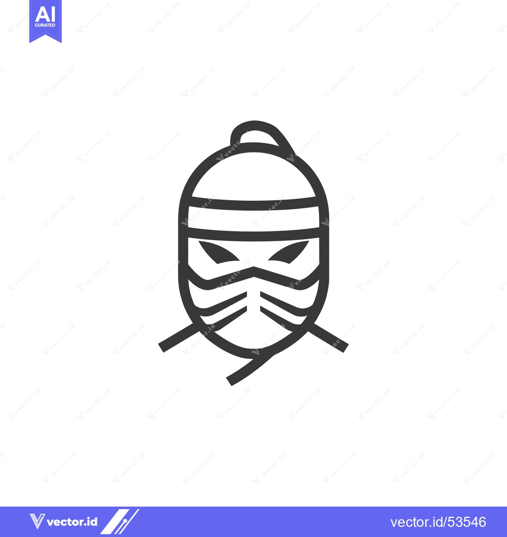 Premium Vector of Line Art Illustration of a Person Wearing a Ninja Mask