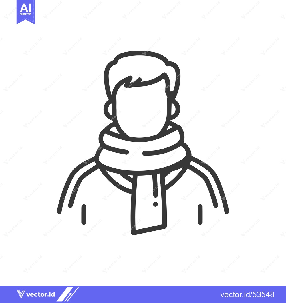 Premium Vector of Line art illustration of a person wearing a scarf
