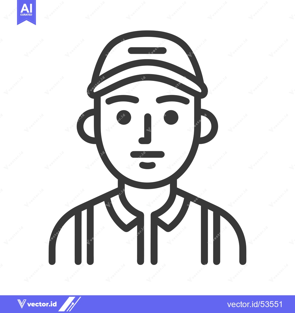 Premium Vector of Line Art Illustration of a Person Wearing a Striped Shirt and Cap