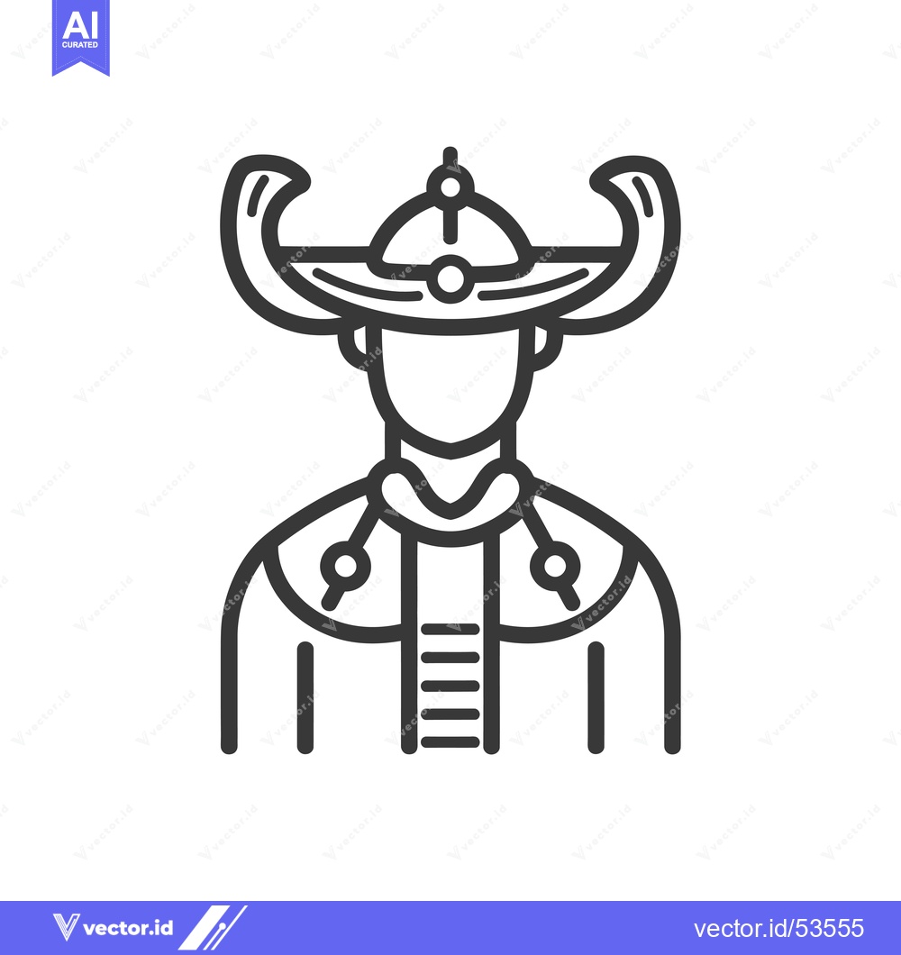 Premium Vector dari Line Art Illustration of a Person Wearing a Traditional Korean Hat