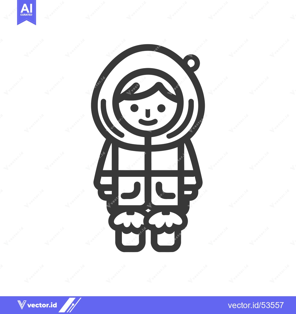 Premium Vector dari Line Art Illustration of a Person Wearing a Winter Outfit