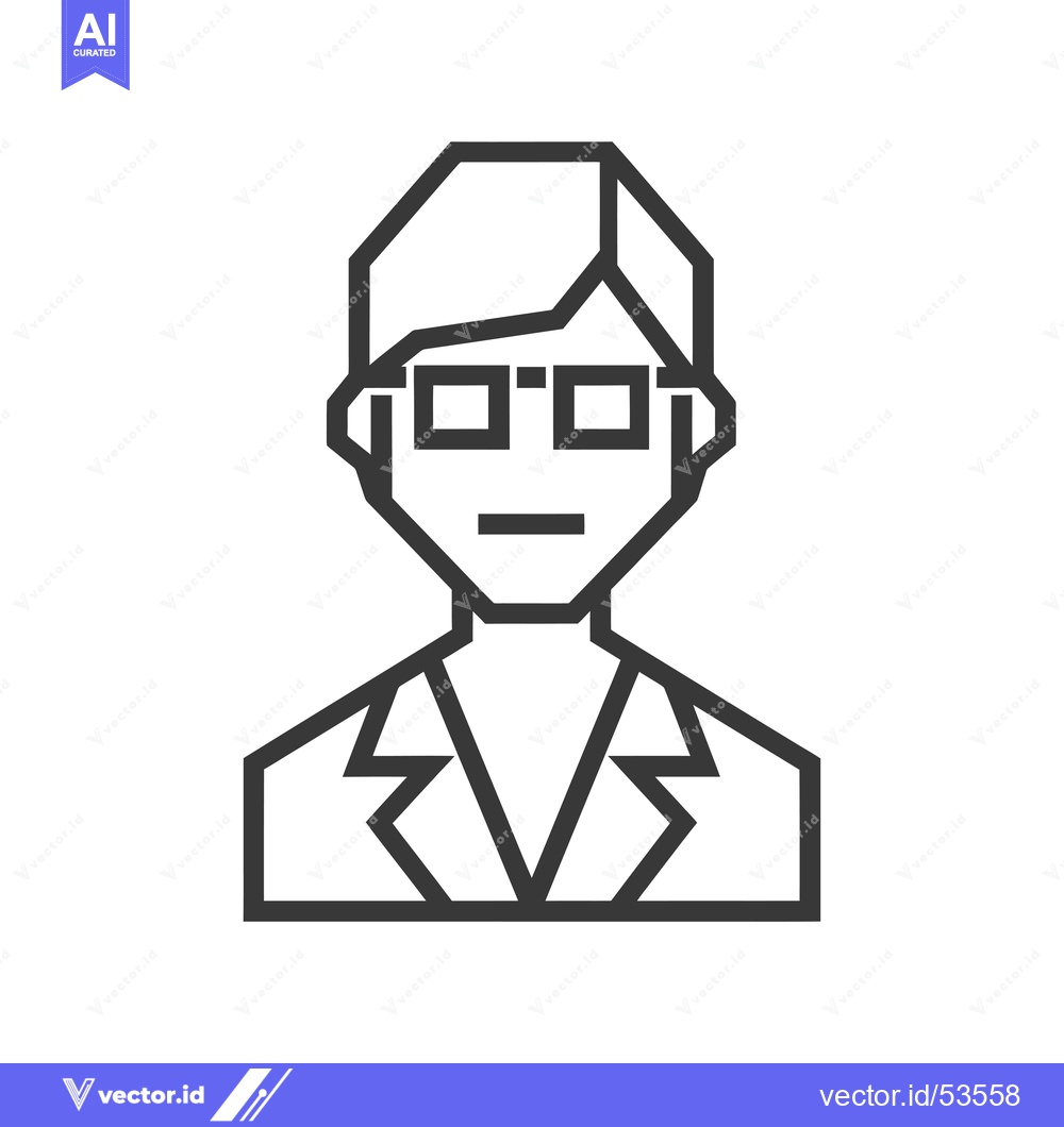 Premium Vector of Line Art Illustration of a Person Wearing Glasses