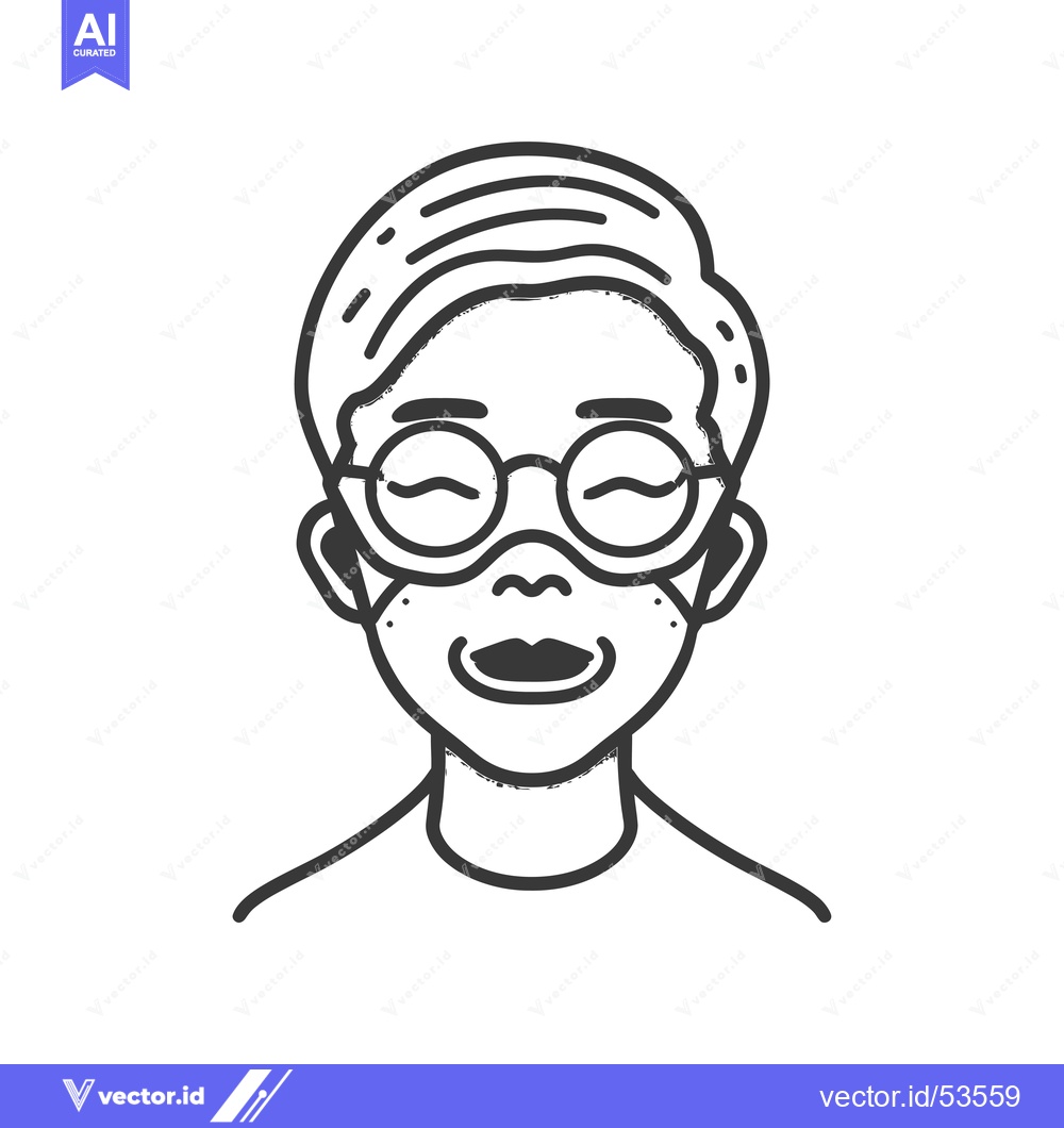 Premium Vector dari Line Art Illustration of a Person Wearing Glasses and Smiling