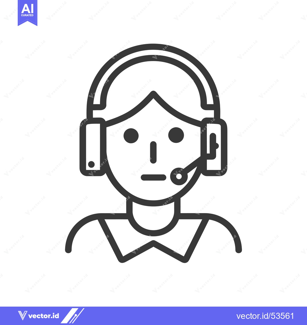 Premium Vector dari Line Art Illustration of a Person Wearing Headphones and a Microphone