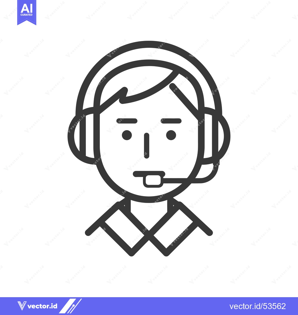 Premium Vector dari Line Art Illustration of a Person Wearing Headphones and a Microphone