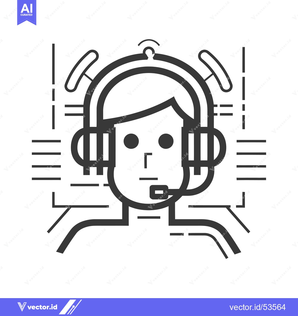 Premium Vector of Line Art Illustration of a Person Wearing Headphones and a Microphone