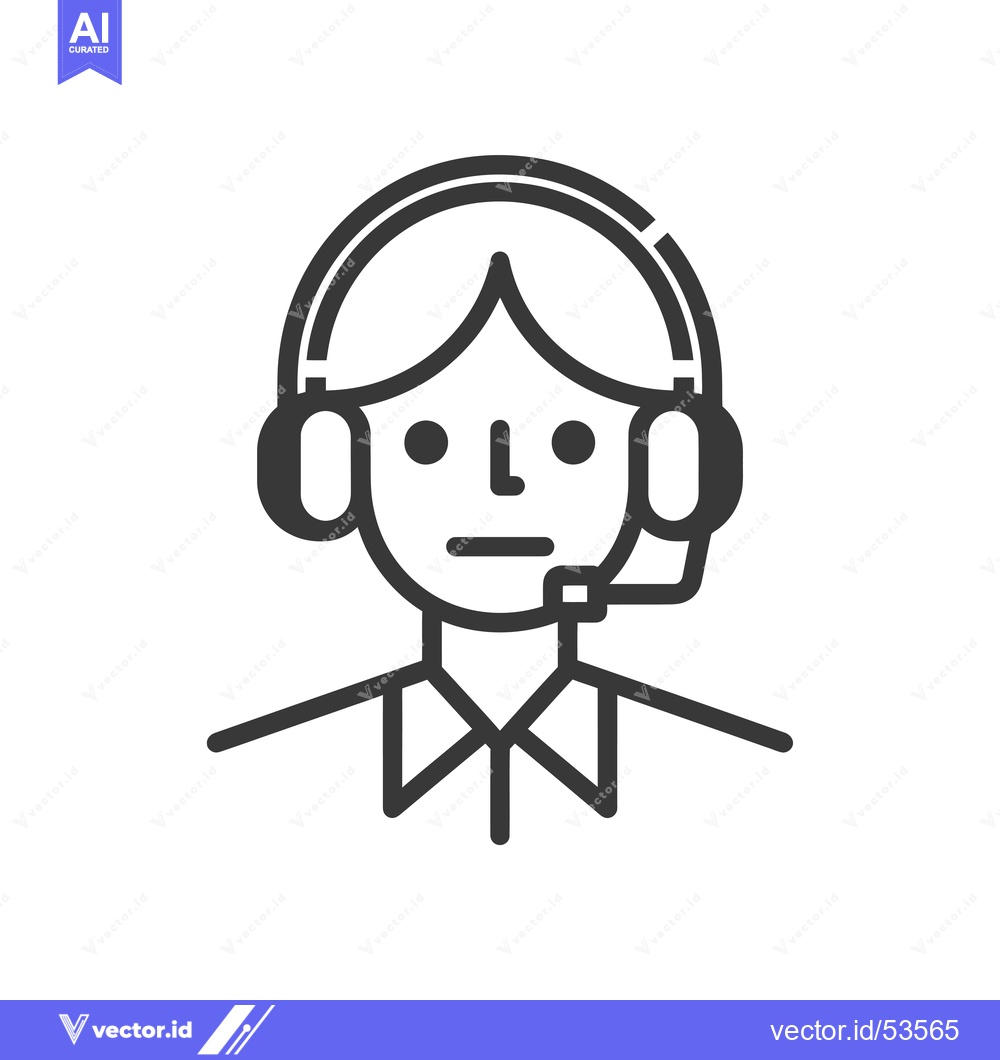 Premium Vector of Line art illustration of a person wearing headphones and a microphone