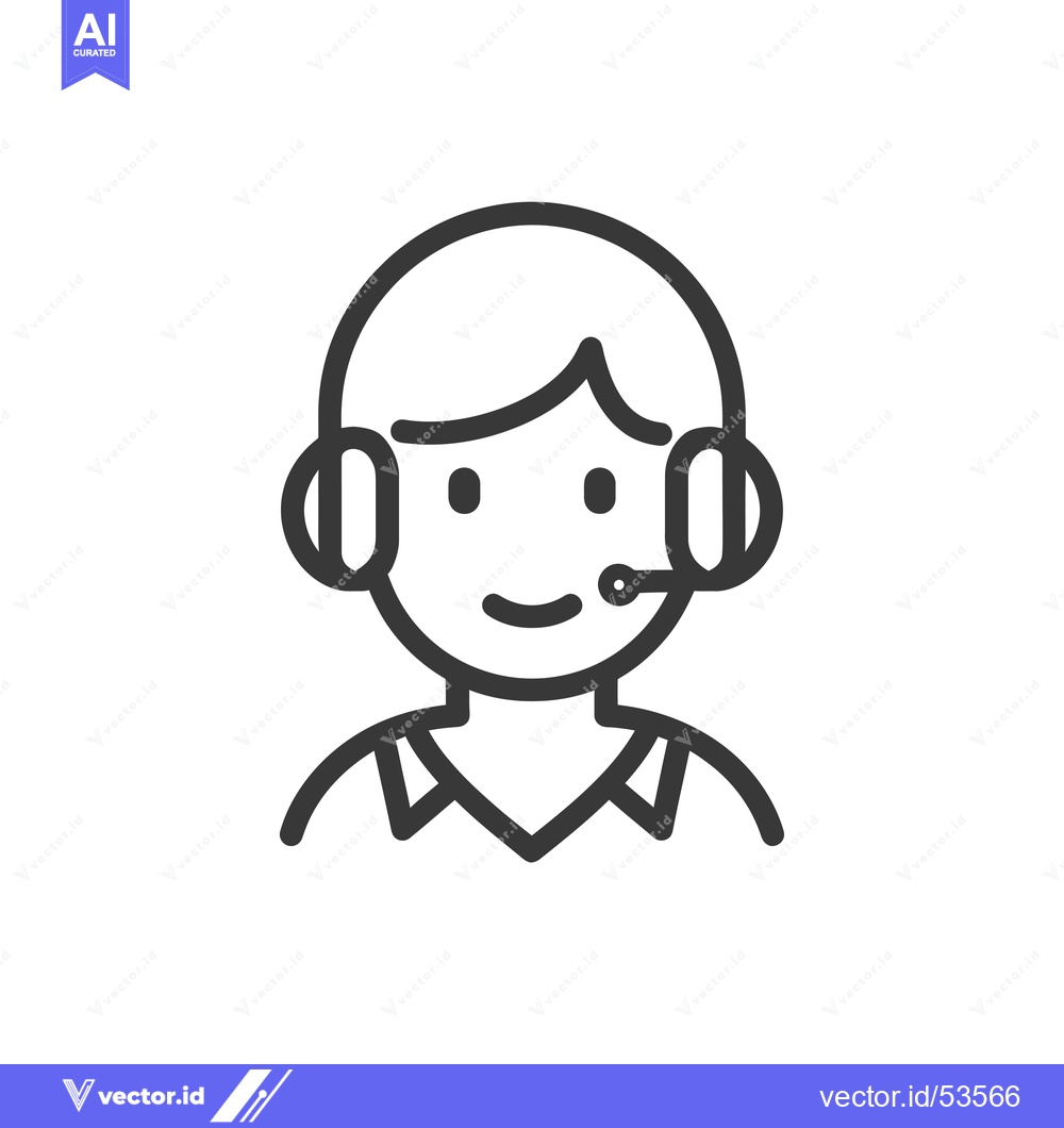 Premium Vector dari Line Art Illustration of a Person Wearing Headphones and a Microphone