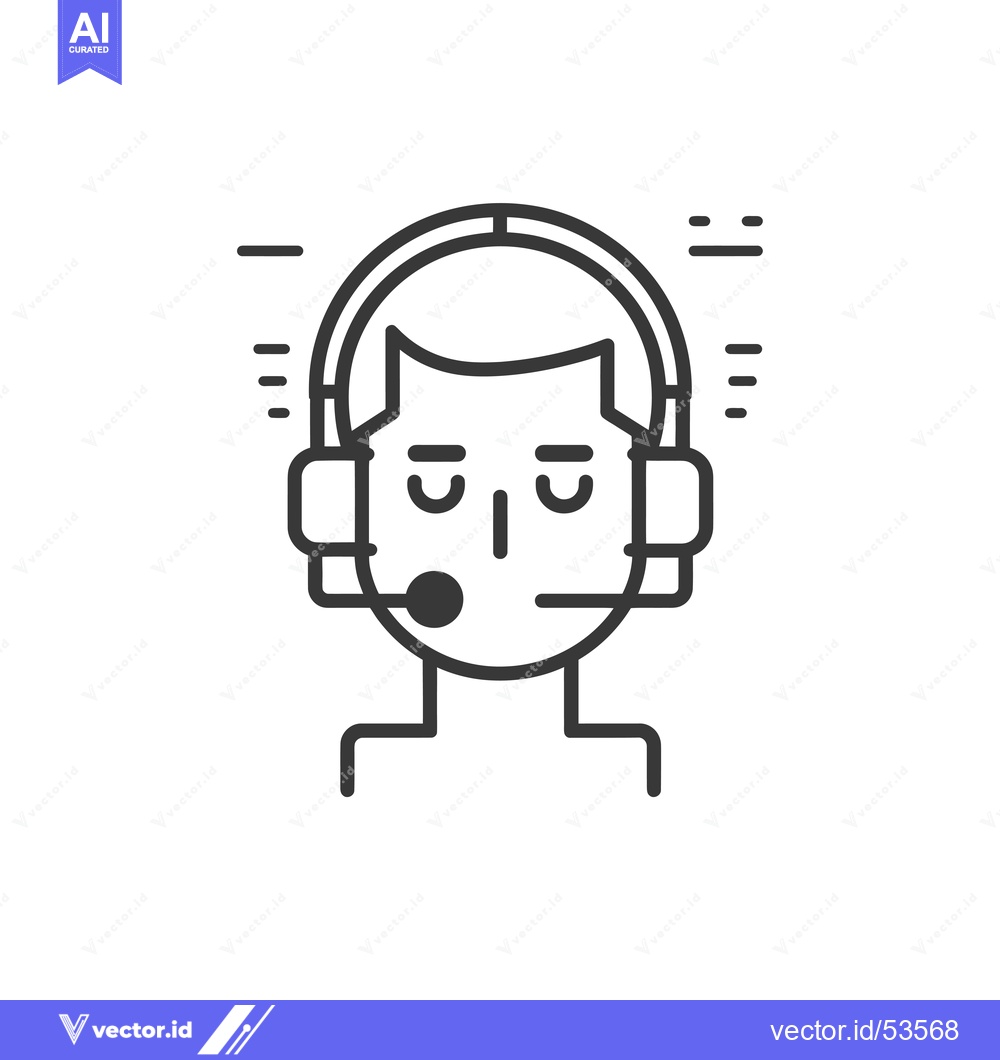 Premium Vector dari Line art illustration of a person wearing headphones with a microphone