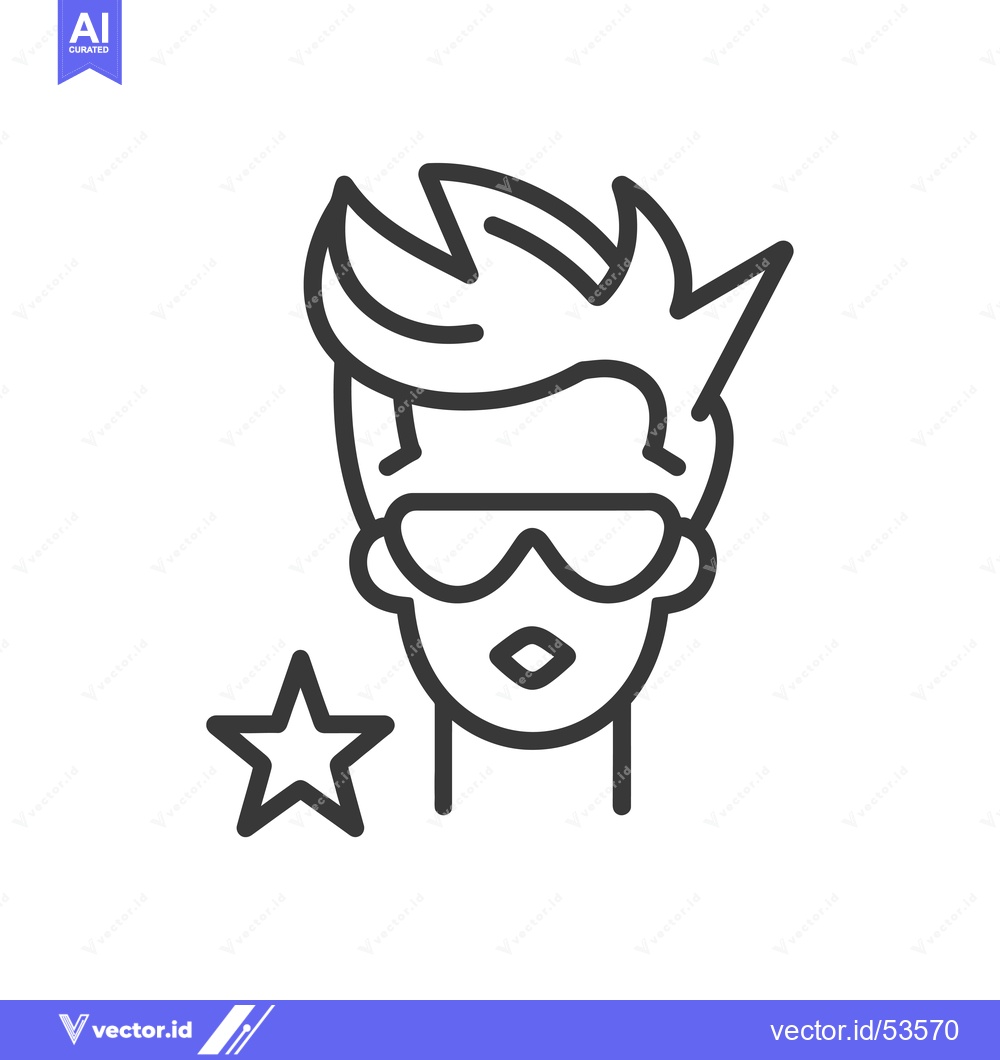 Premium Vector of Line Art Illustration of a Person Wearing Sunglasses and a Star