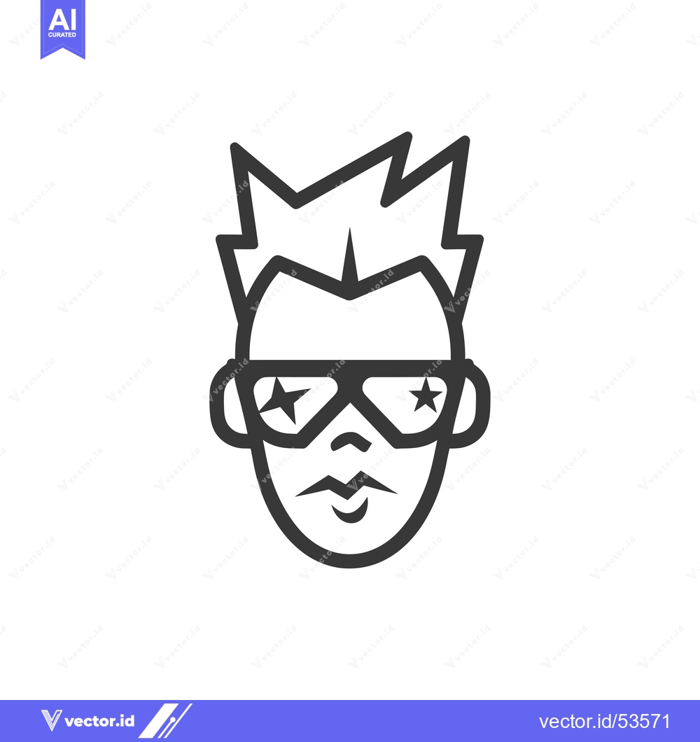 Premium Vector of Line Art Illustration of a Person Wearing Sunglasses with Stars