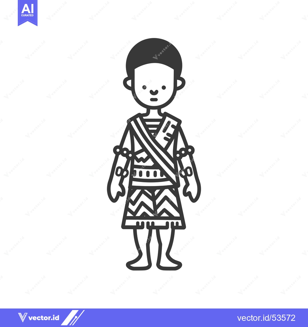 Premium Vector dari Line art illustration of a person wearing traditional African clothing