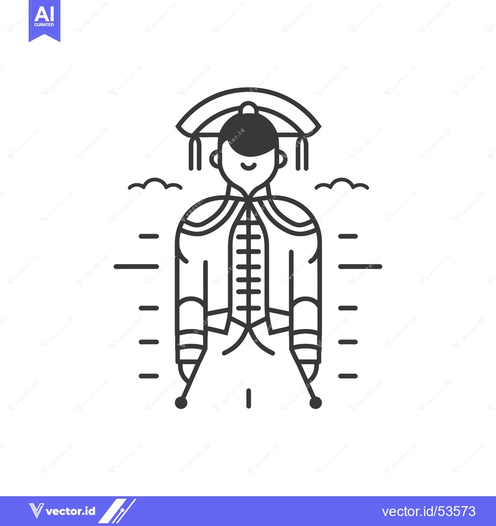Premium Vector dari Line Art Illustration of a Person Wearing Traditional Chinese Clothing