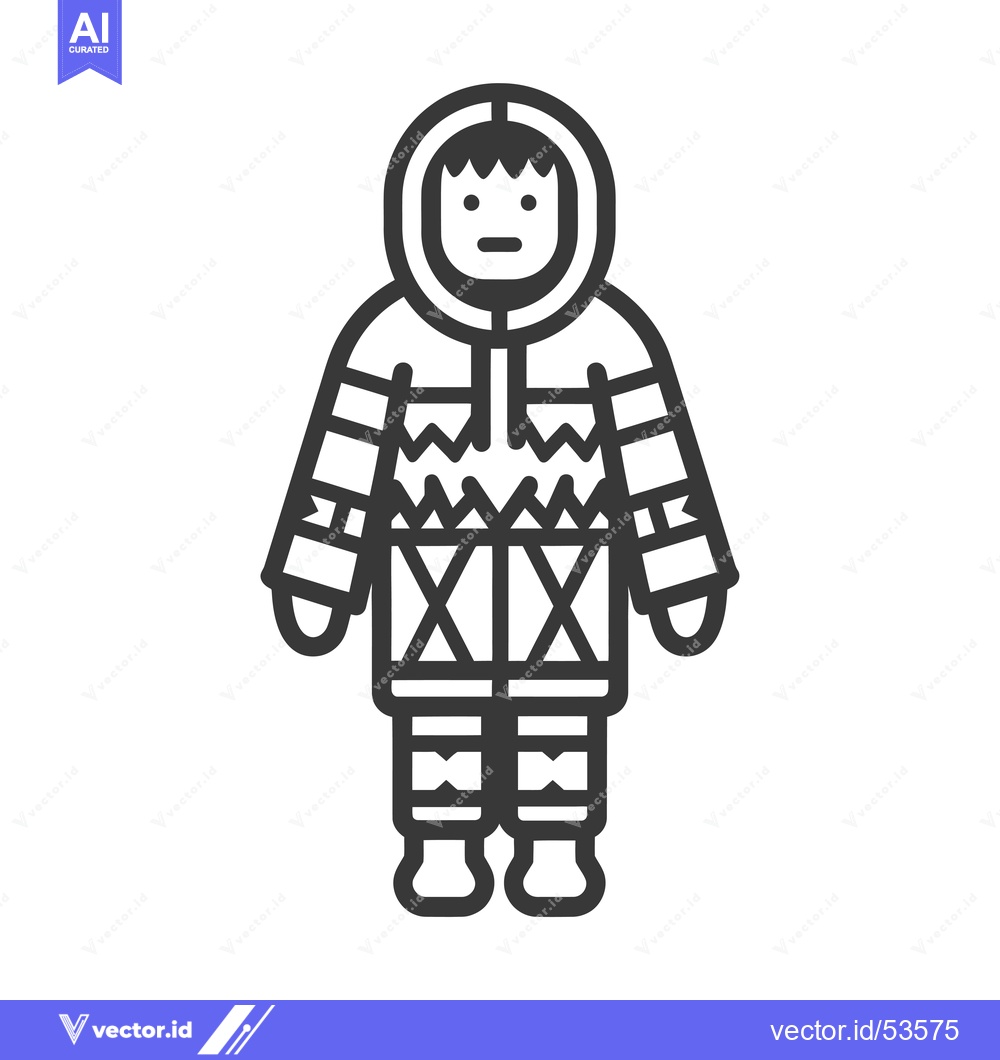 Premium Vector dari Line Art Illustration of a Person Wearing Traditional Inuit Clothing