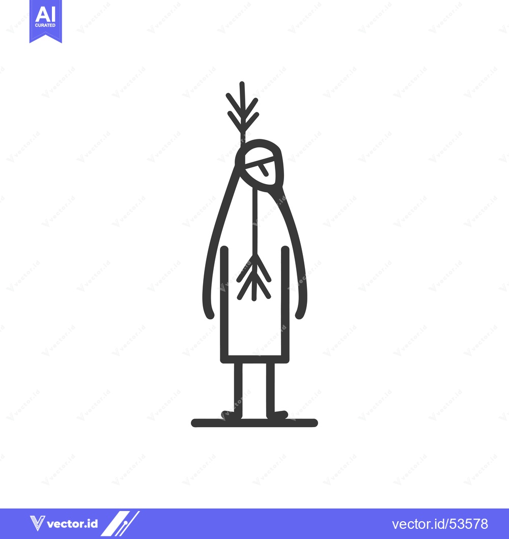 Premium Vector of Line Art Illustration of a Person with a Branch on their Head