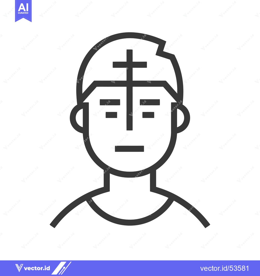 Premium Vector of Line art illustration of a person with a cross on their forehead