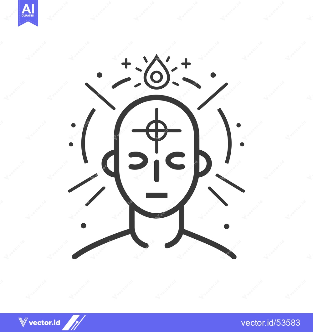 Premium Vector dari Line Art Illustration of a Person with a Cross on Their Forehead and a
