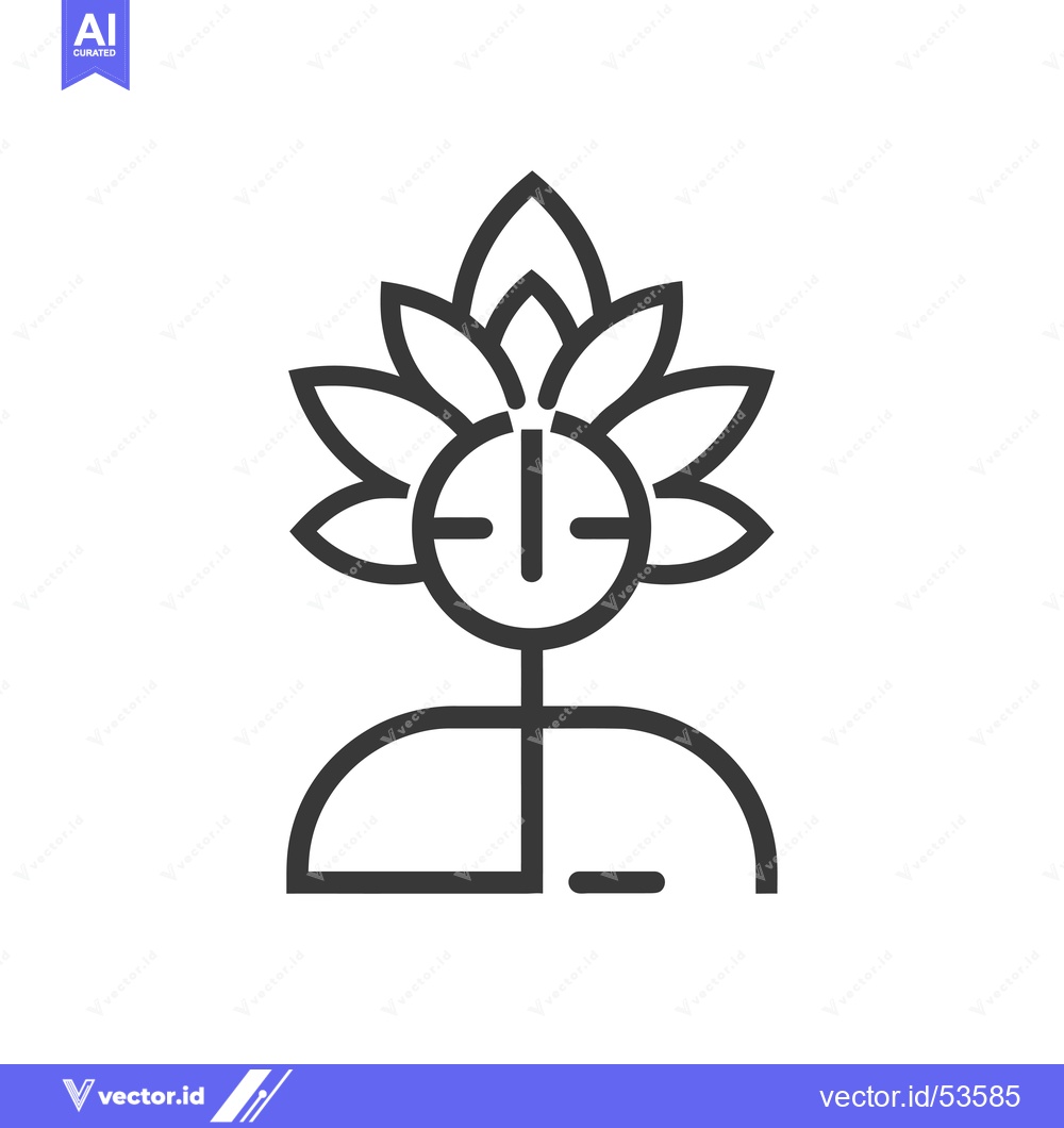 Premium Vector dari Line art illustration of a person with a flower head