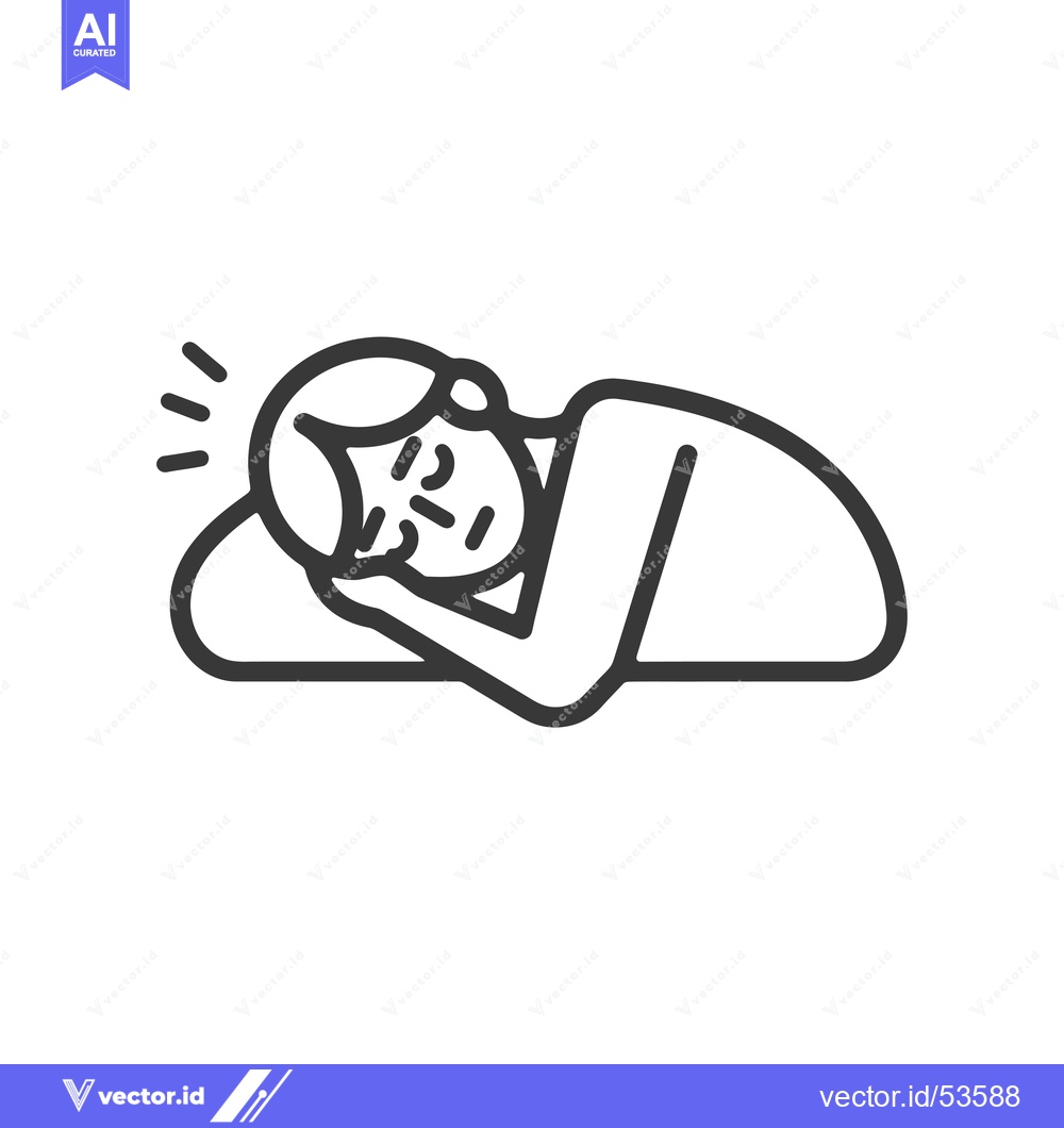Premium Vector of Line Art Illustration of a Person with a Headache Lying Down