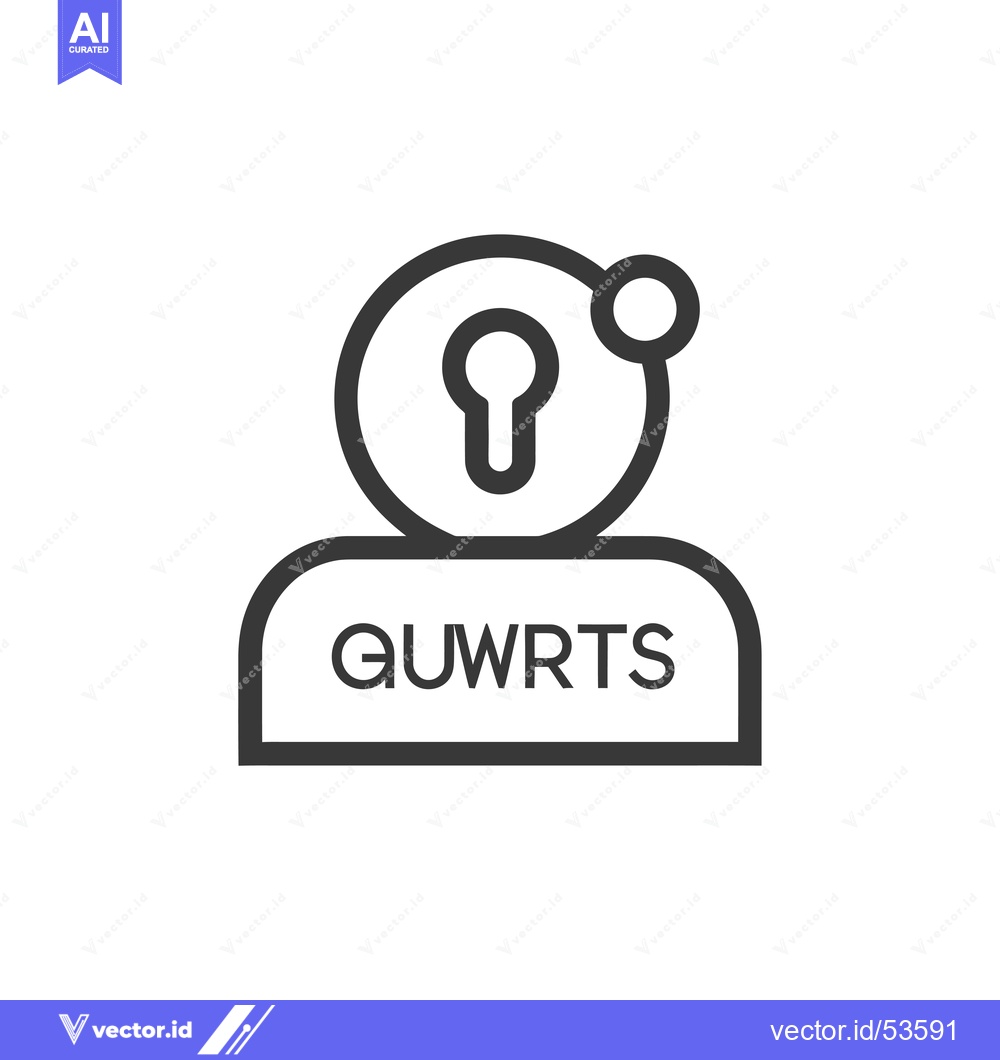 Premium Vector of Line art illustration of a person with a keyhole in their head and "QU