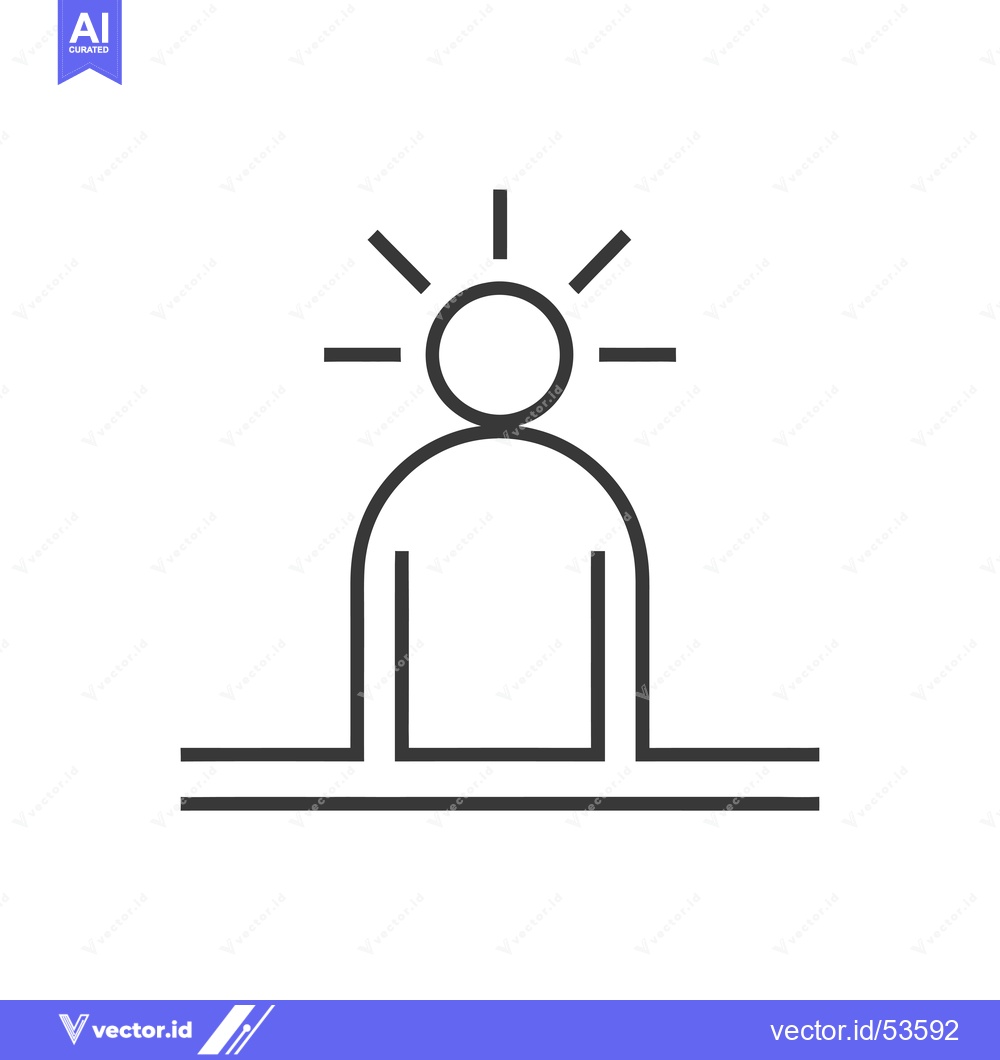 Premium Vector of Line Art Illustration of a Person with a Lightbulb Above Their Head
