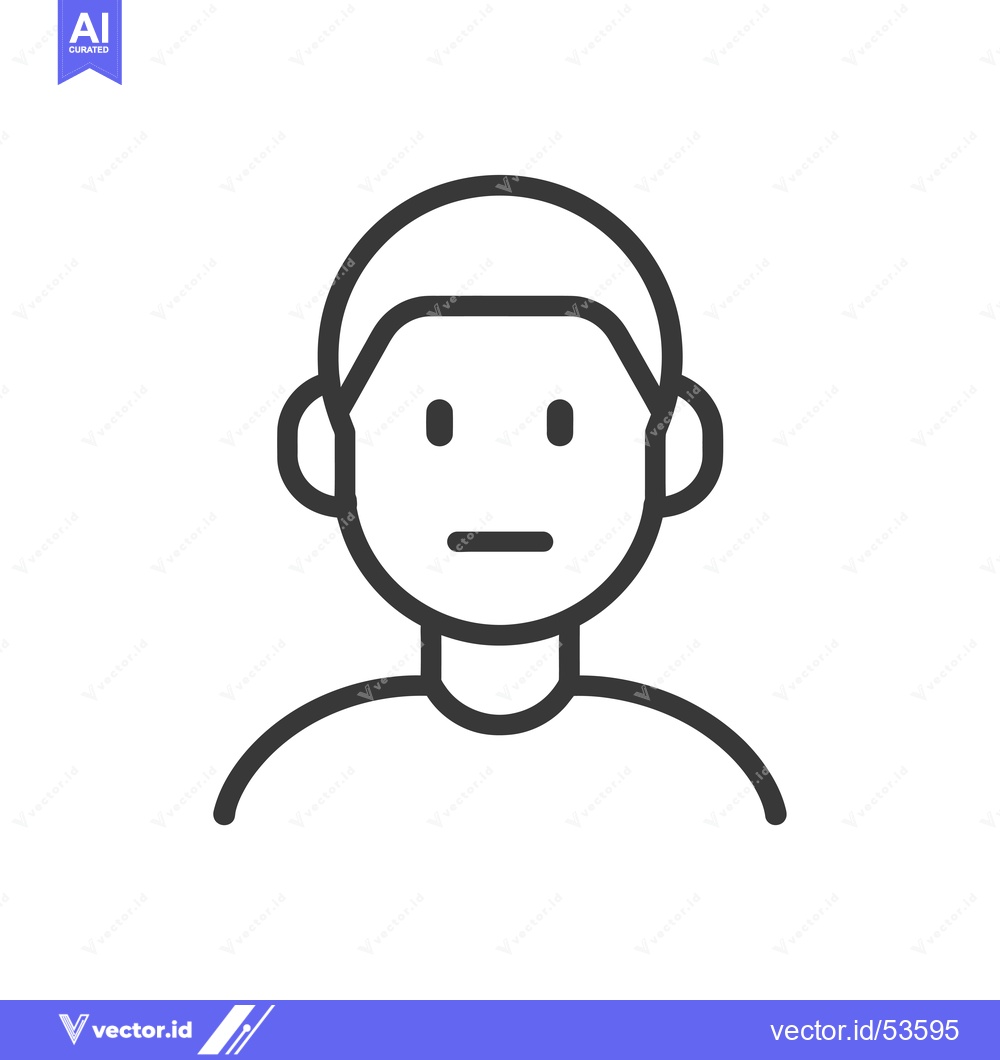Premium Vector of Line Art Illustration of a Person with a Neutral Facial Expression