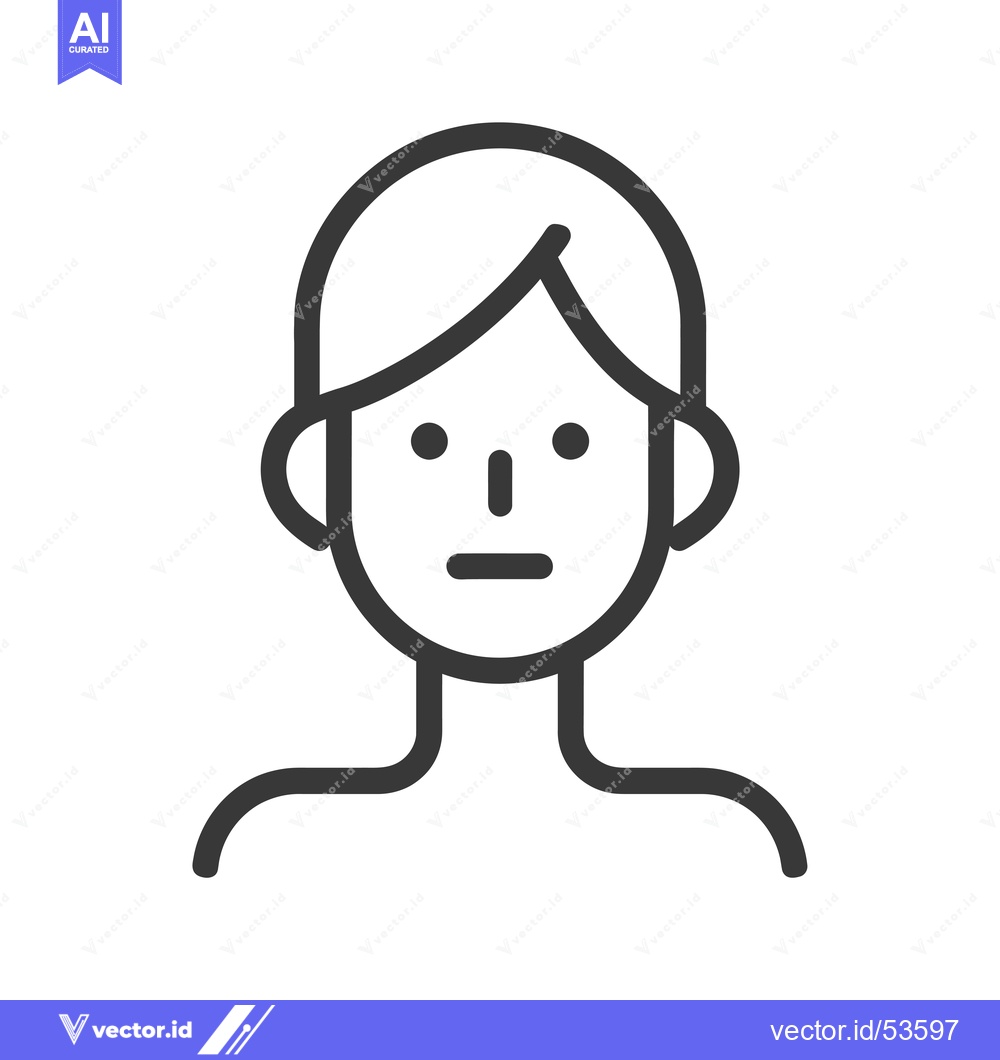 Premium Vector of Line Art Illustration of a Person with a Neutral Facial Expression