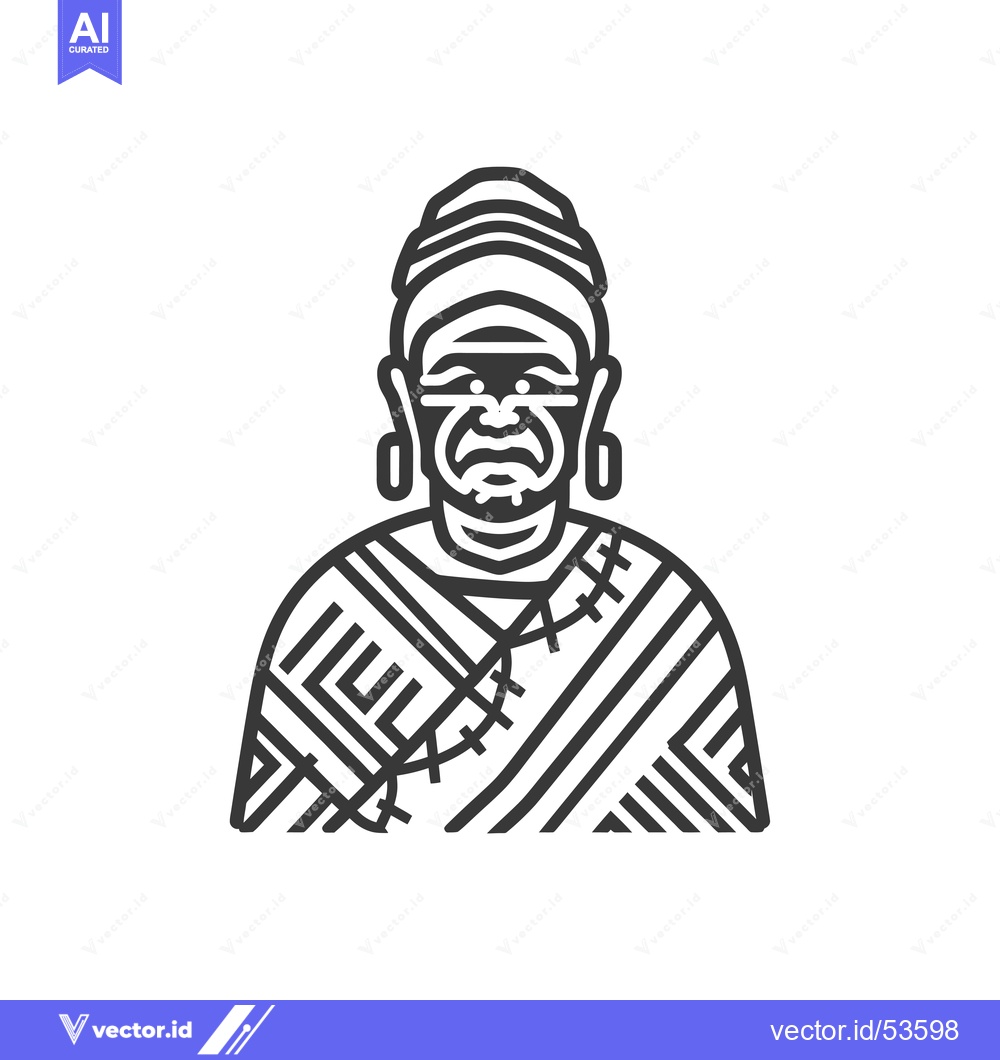 Premium Vector dari Line Art Illustration of a Person with a Patterned Robe and Head Cover