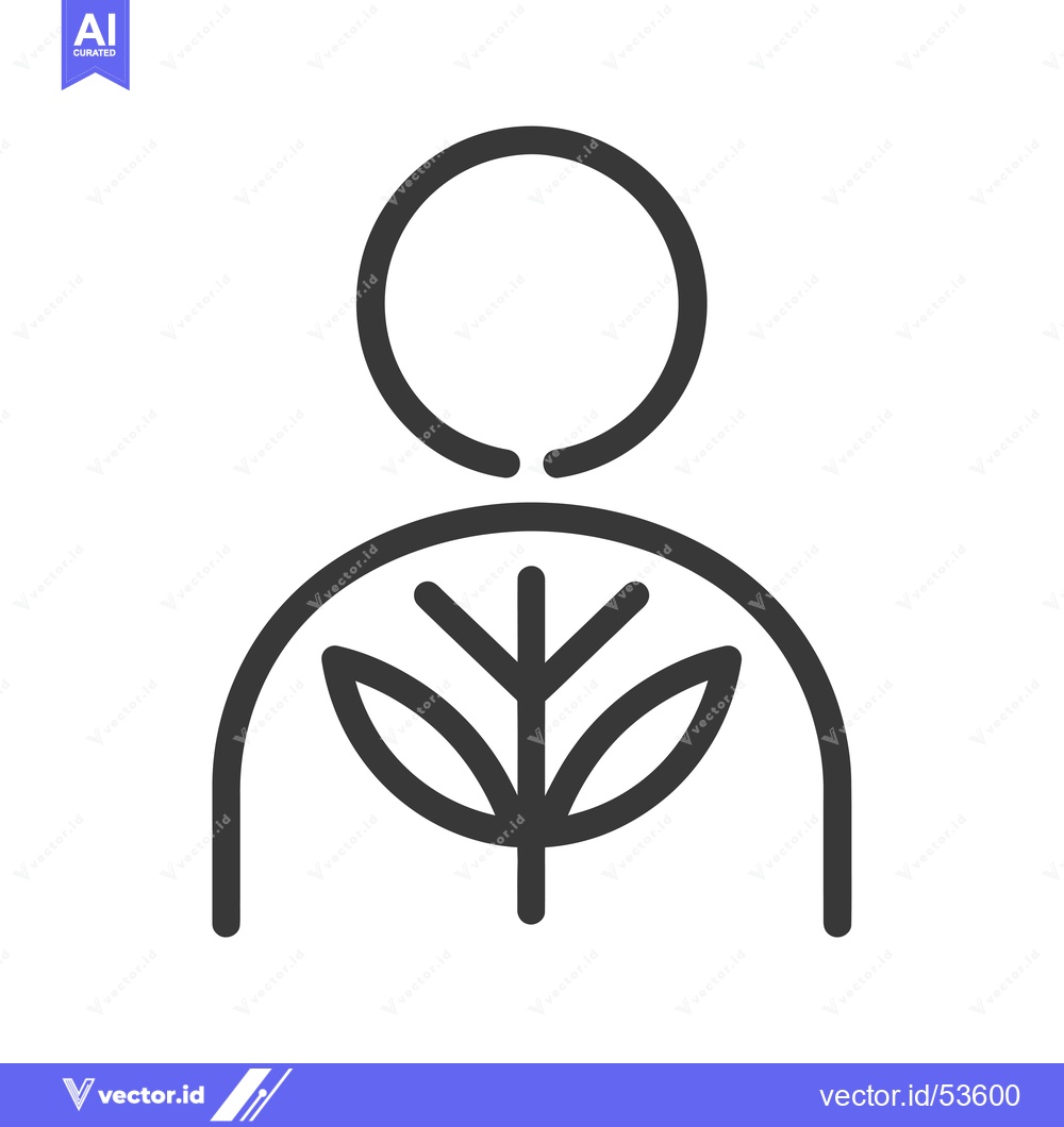 Premium Vector of Line art illustration of a person with a plant growing from their ches