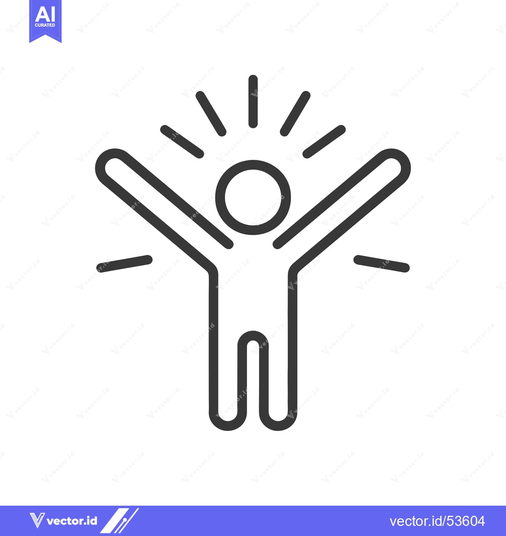 Premium Vector dari Line art illustration of a person with arms raised in celebration