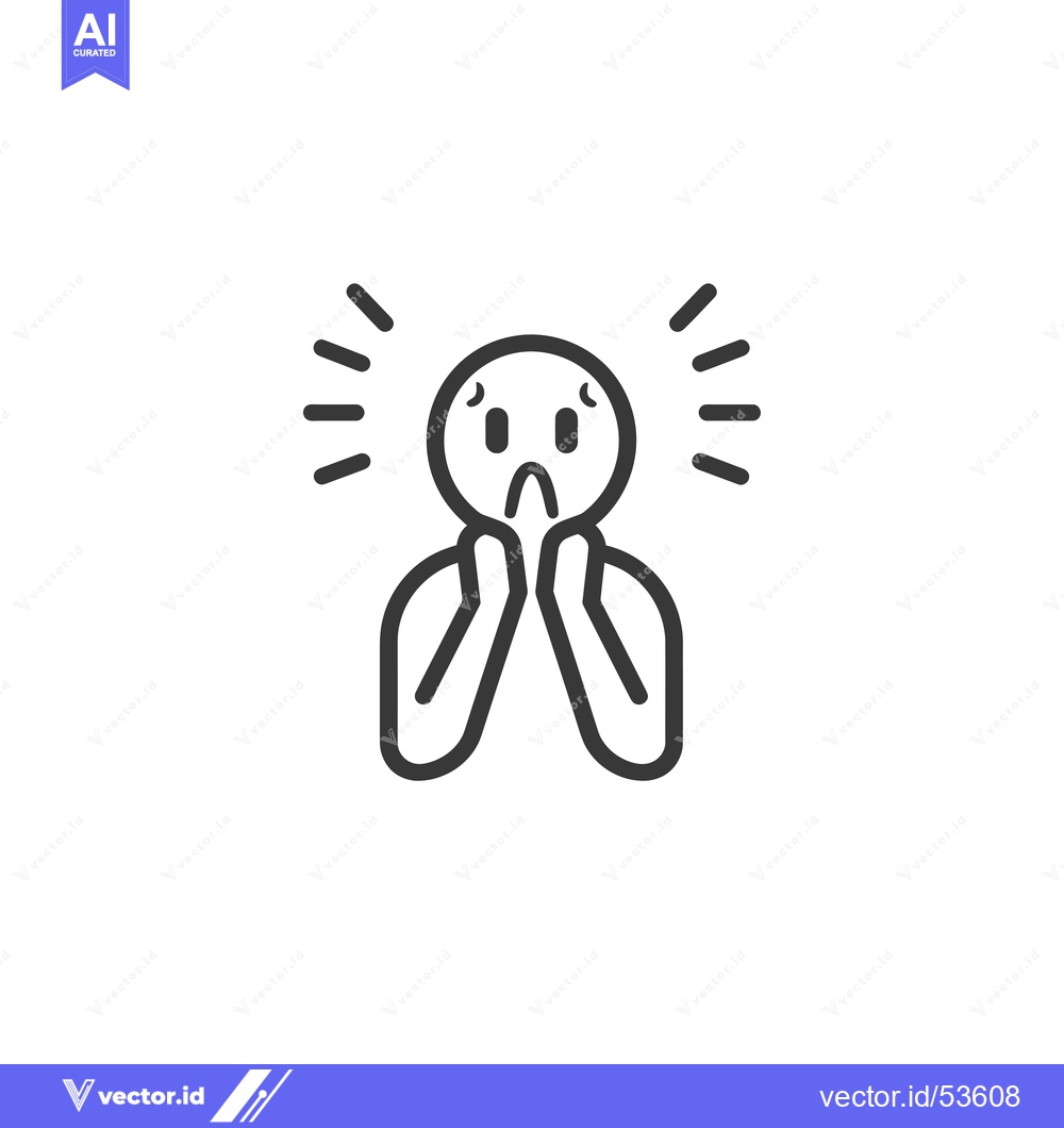Premium Vector dari Line art illustration of a person with a shocked expression