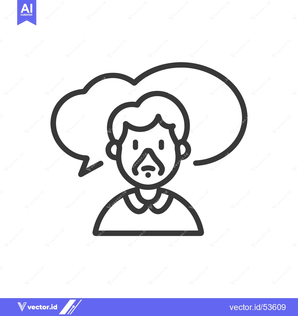 Premium Vector dari Line Art Illustration of a Person with a Speech Bubble