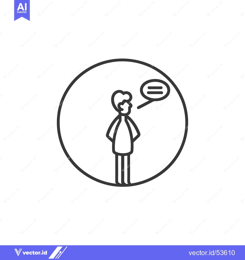 Premium Vector dari Line art illustration of a person with a speech bubble